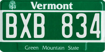 VT license plate BXB834