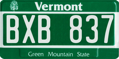 VT license plate BXB837