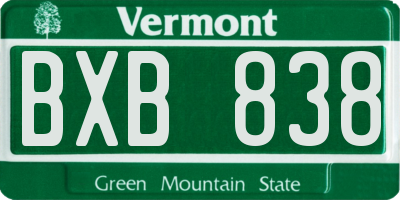VT license plate BXB838