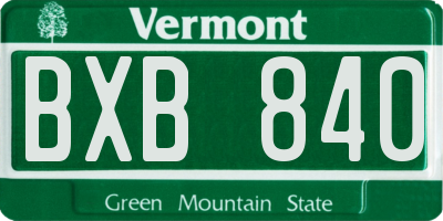 VT license plate BXB840