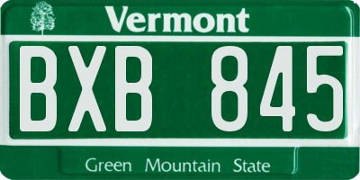 VT license plate BXB845
