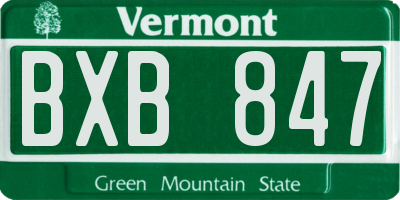 VT license plate BXB847
