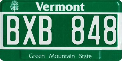 VT license plate BXB848