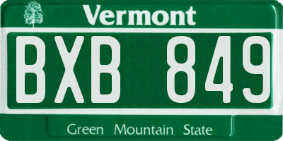 VT license plate BXB849