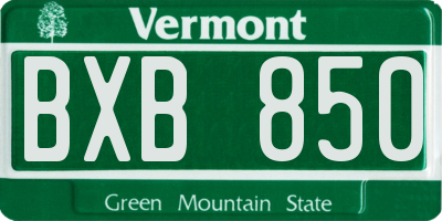 VT license plate BXB850