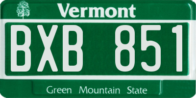 VT license plate BXB851