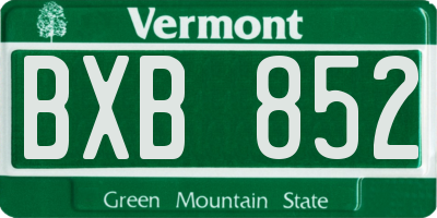 VT license plate BXB852