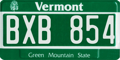 VT license plate BXB854