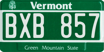 VT license plate BXB857