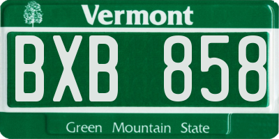 VT license plate BXB858