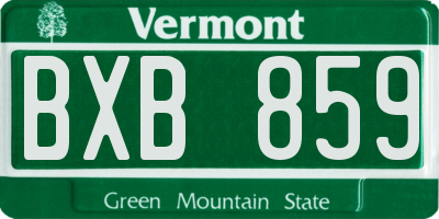 VT license plate BXB859