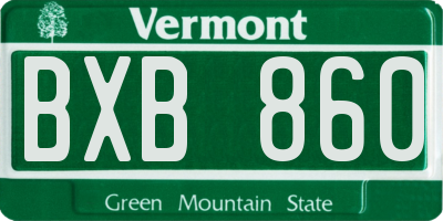 VT license plate BXB860