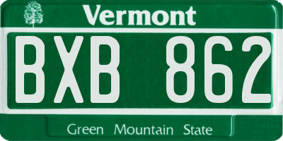 VT license plate BXB862