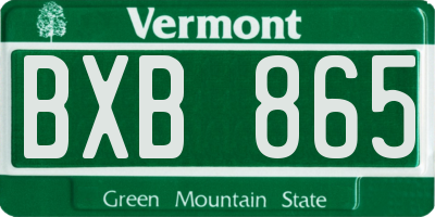 VT license plate BXB865
