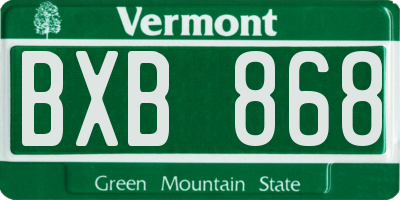 VT license plate BXB868