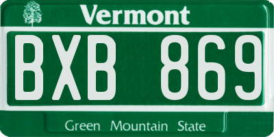 VT license plate BXB869