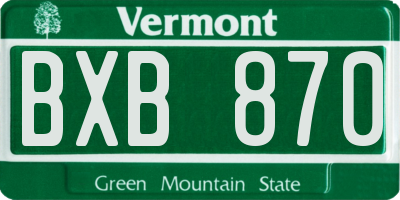 VT license plate BXB870