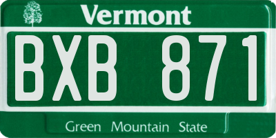 VT license plate BXB871