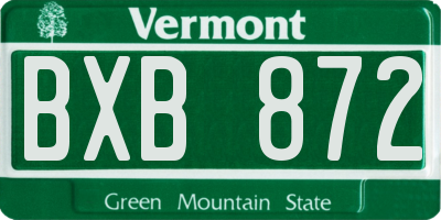 VT license plate BXB872