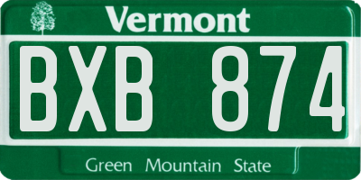 VT license plate BXB874