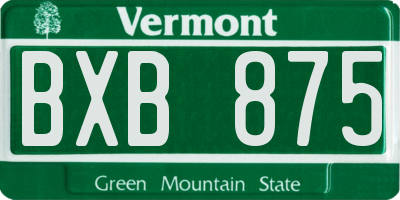 VT license plate BXB875