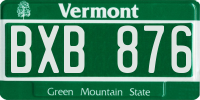 VT license plate BXB876