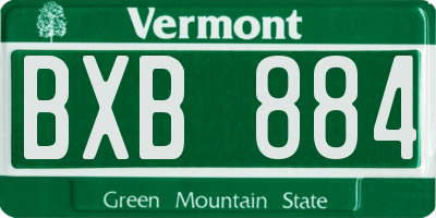 VT license plate BXB884