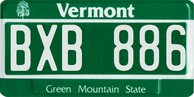 VT license plate BXB886