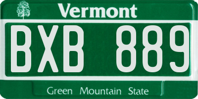 VT license plate BXB889