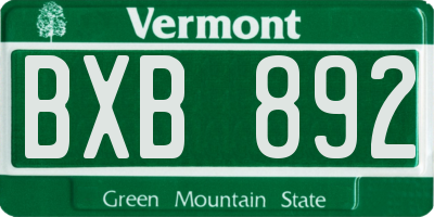 VT license plate BXB892