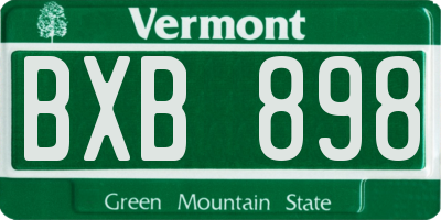 VT license plate BXB898