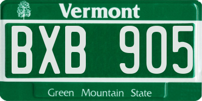 VT license plate BXB905