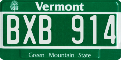 VT license plate BXB914