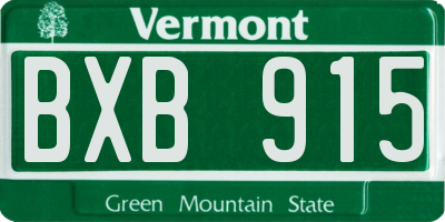 VT license plate BXB915