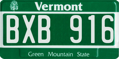 VT license plate BXB916