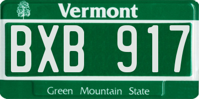 VT license plate BXB917