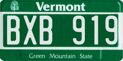 VT license plate BXB919