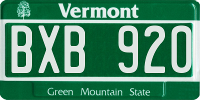 VT license plate BXB920