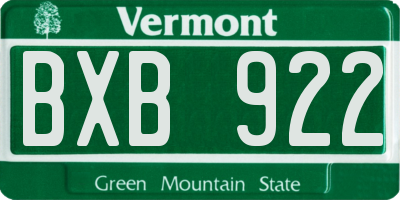 VT license plate BXB922