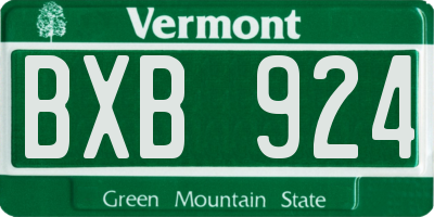 VT license plate BXB924