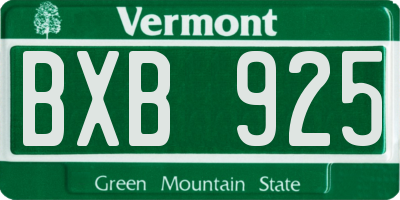 VT license plate BXB925