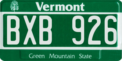 VT license plate BXB926