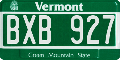 VT license plate BXB927