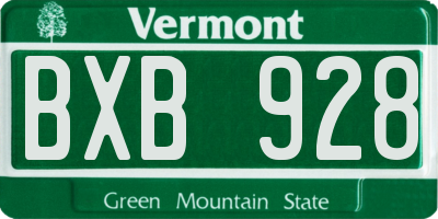 VT license plate BXB928
