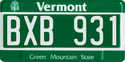 VT license plate BXB931