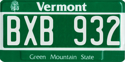 VT license plate BXB932