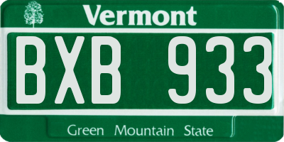 VT license plate BXB933