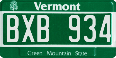 VT license plate BXB934