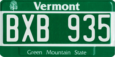 VT license plate BXB935