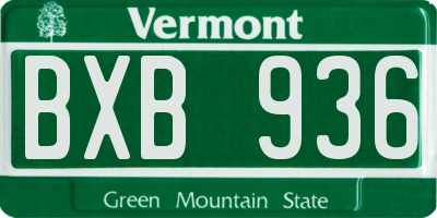 VT license plate BXB936